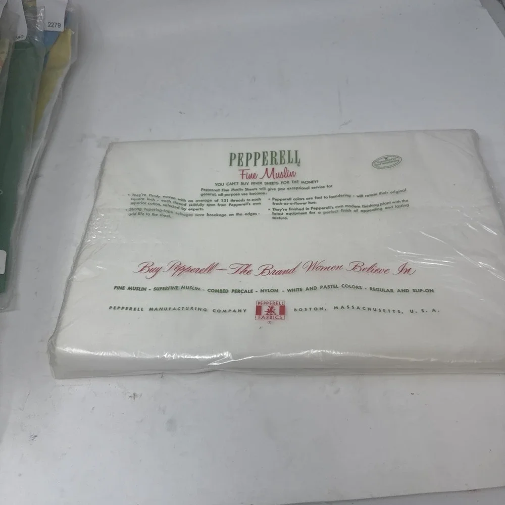 VTG Pepperell Muslin Twin Bed Sheet Bedding White Made in USA 1960s 1970s NOS
